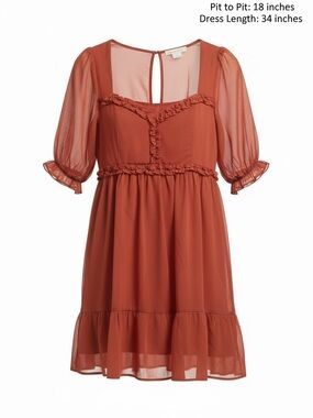 Altar'd State Rust Ruffle Babydoll Midi Dress - It’s Fall Y’all …Love this color